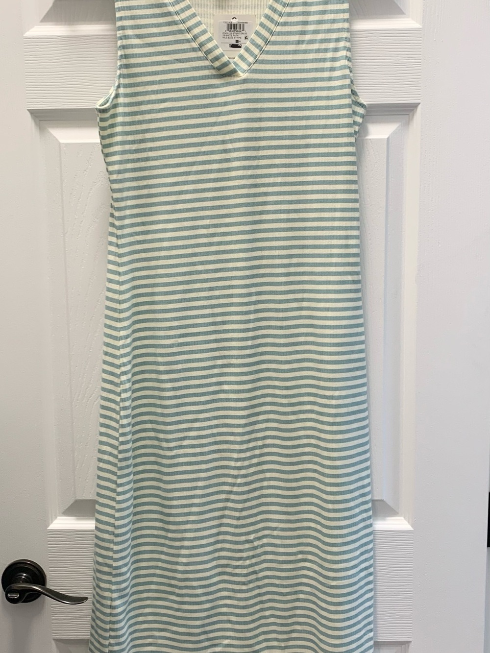 O'Neill V-Neck Striped Maxi Dress in Nile Blue and White BNWT